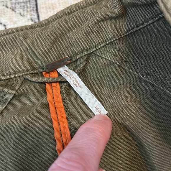 FREE PEOPLE S green/brown  rumpled army jacket with front four pockets - Picture 13 of 14